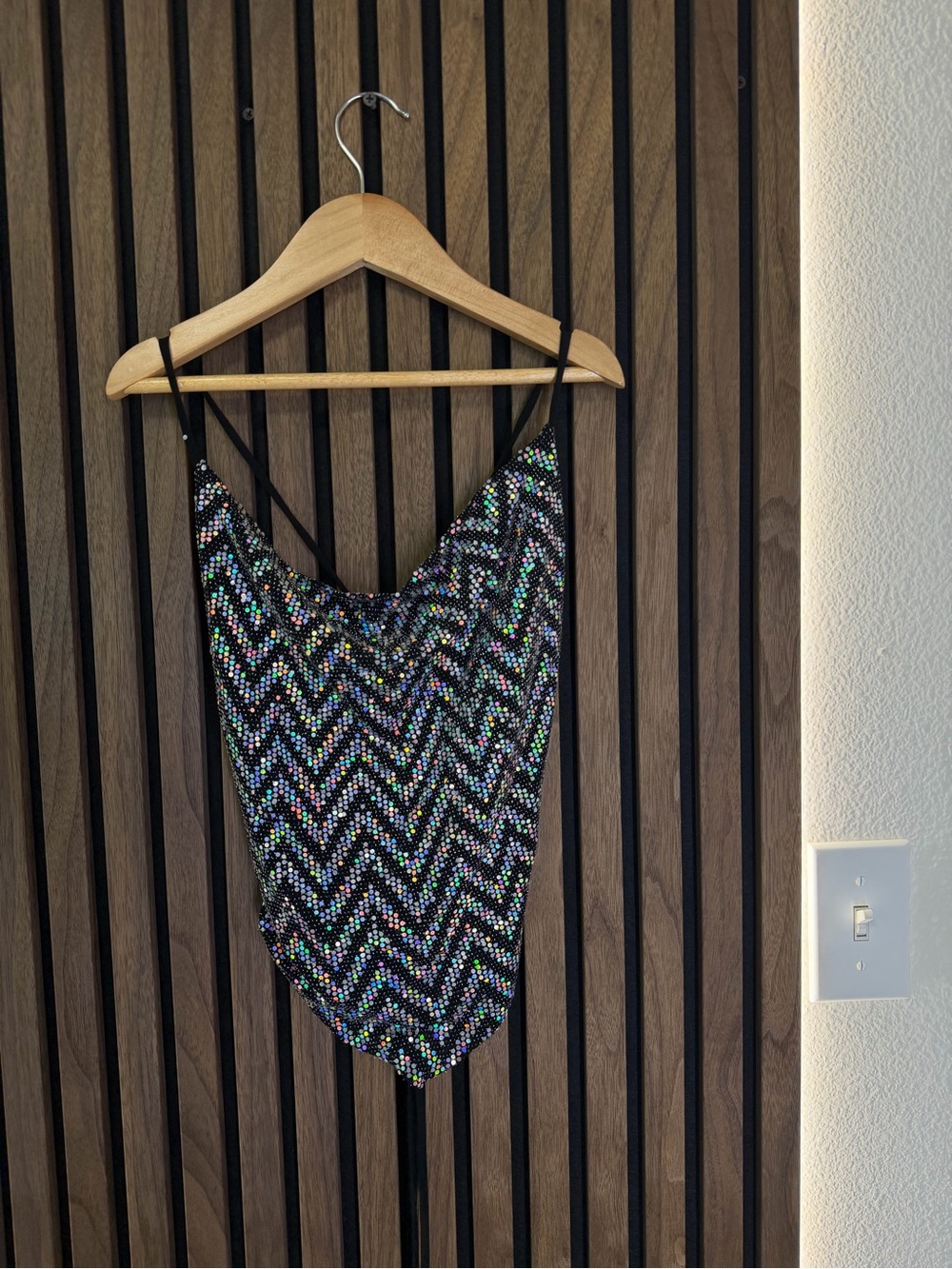 Sparkling Black Sequin Night Out Crop Top